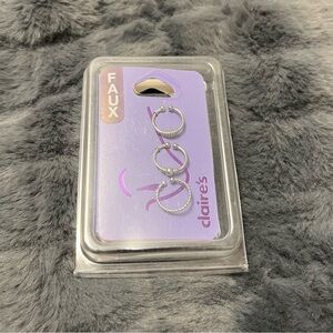 New Claire's Silver Faux Hoop Nose Rings